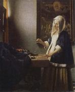 Jan Vermeer woman holding a balance oil painting artist